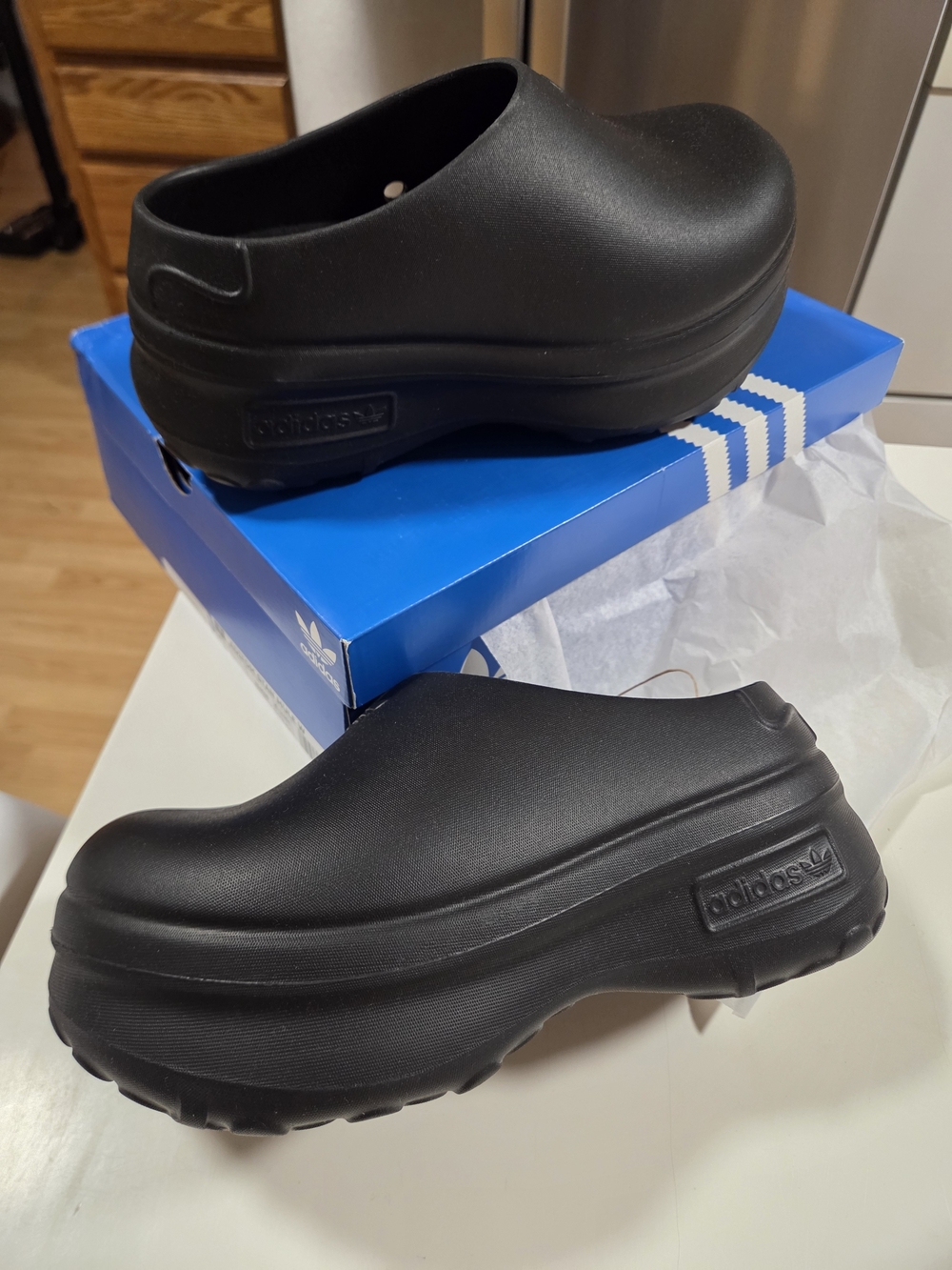 Size 8 Adidas Black Stan Smith Adifom Mule Slip-On Clogs New In Box